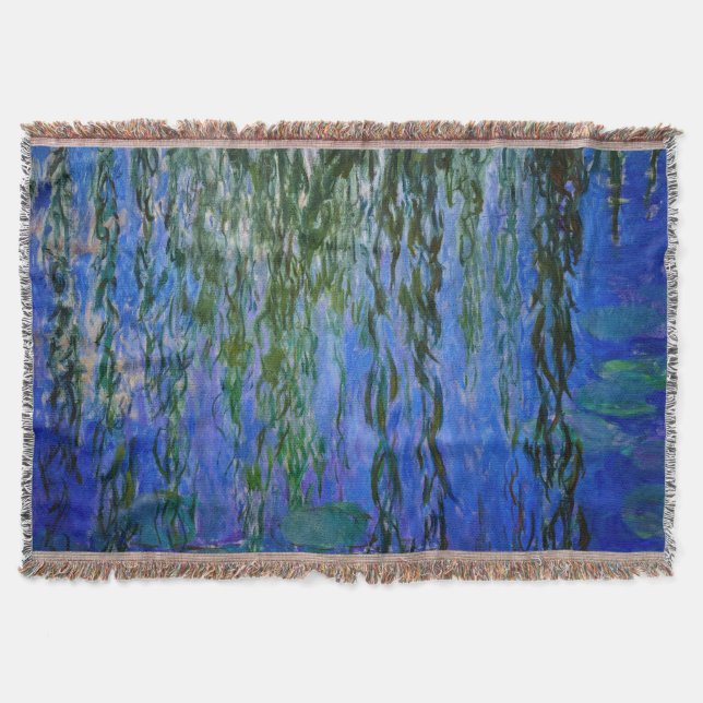 Claude Monet - Water Lilies with weeping willow Throw Blanket (Front)