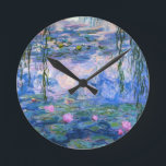 Claude Monet Water Lillies 1919 Round Clock<br><div class="desc">Title: Water Lilies
Artist: Claude Monet
Year: 1919</div>