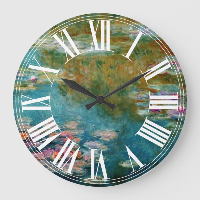 Claude Monet water lily at giverny Large Clock (Front)