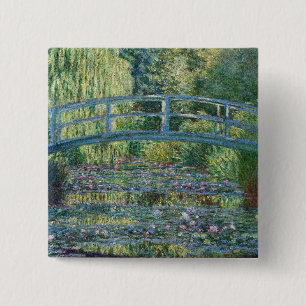Claude Monet - Water Lily pond, Green Harmony 15 Cm Square Badge