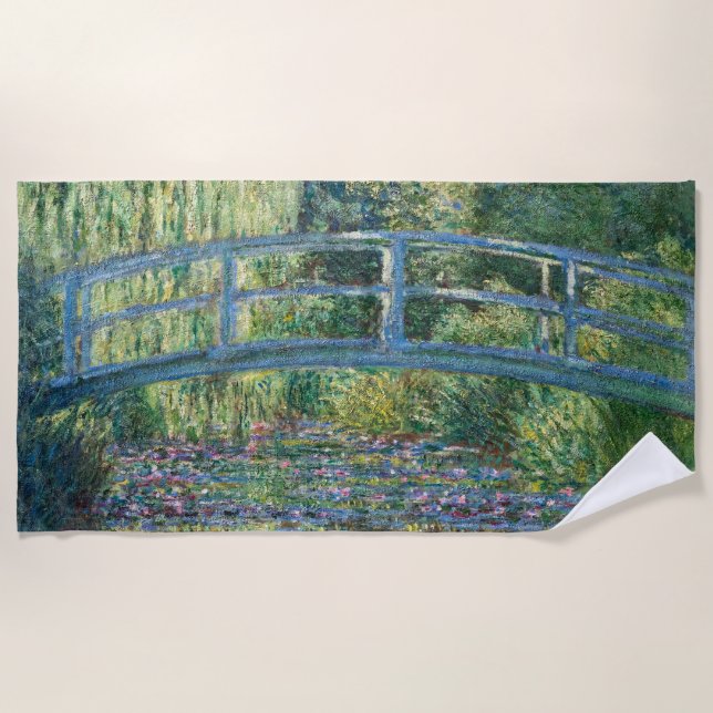 Claude Monet - Water Lily pond, Green Harmony Beach Towel (Front)