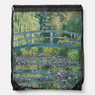 Claude Monet - Water Lily pond, Green Harmony Drawstring Bag