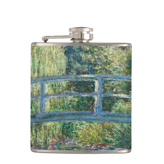 Claude Monet - Water Lily pond, Green Harmony Hip Flask (Front)