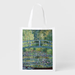 Claude Monet - Water Lily pond, Green Harmony Reusable Grocery Bag