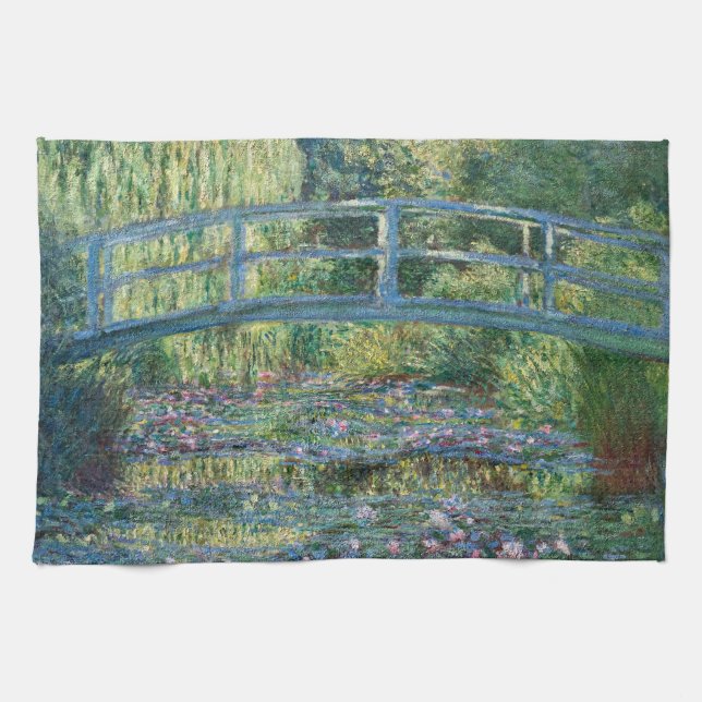 Claude Monet - Water Lily pond, Green Harmony Tea Towel (Horizontal)
