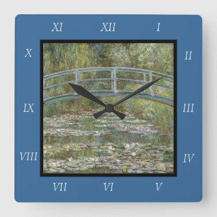 Claude Monet Water Lily Pond (Japanese Footbridge) Square Wall Clock
