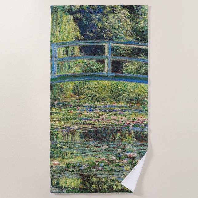 Claude Monet - Water Lily Pond & Japanesese Bridge Beach Towel (Front)