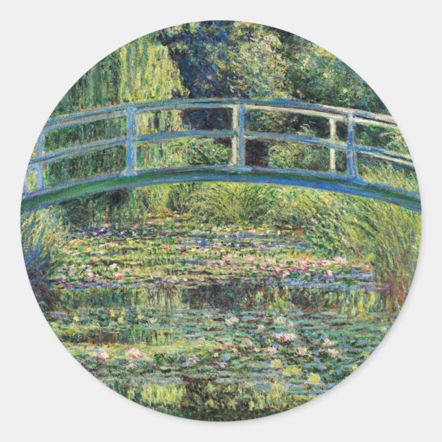 Claude Monet - Water Lily Pond & Japanesese Bridge Classic Round Sticker (Front)