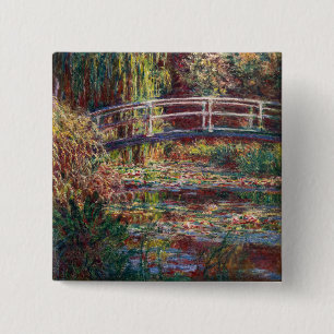 Claude Monet - Water Lily pond, Pink Harmony 15 Cm Square Badge