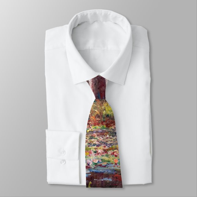 Claude Monet - Water Lily pond, Pink Harmony Tie (Tied)