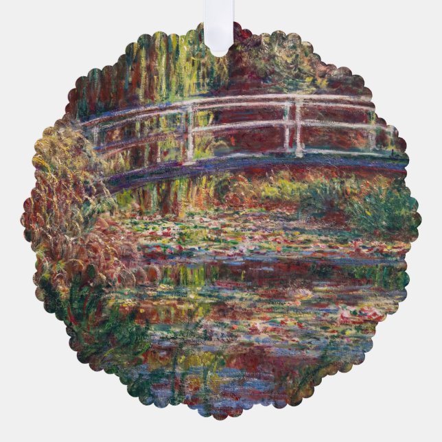 Claude Monet - Water Lily pond, Pink Harmony Tree Decoration Card (Front)