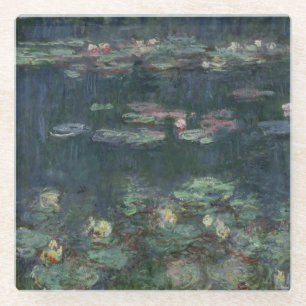 Claude Monet Waterlilies: Green Reflections Glass Coaster