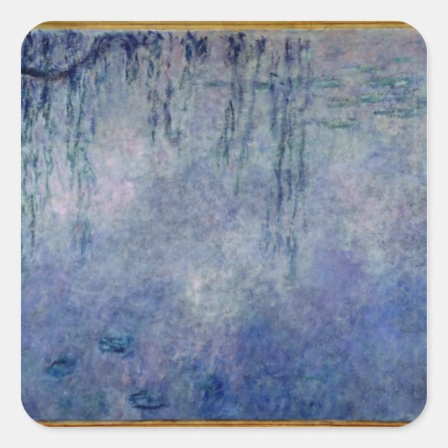 Claude Monet | Waterlilies: Weeping Willows left Square Sticker (Front)