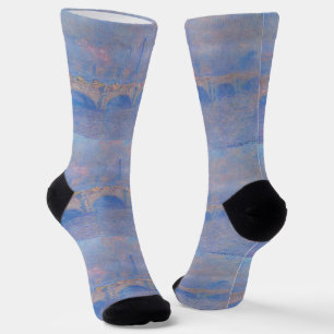 Claude Monet Waterloo Bridge Sunlight Art Print Socks