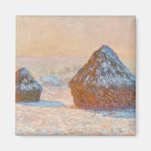 Claude Monet - Wheatstacks, Snow Effect, Morning Magnet