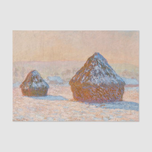 Claude Monet - Wheatstacks, Snow Effect, Morning Tissue Paper (Front)
