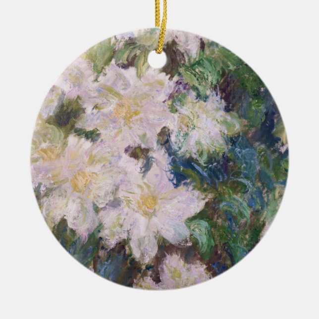 Claude Monet - White Clematis Ceramic Tree Decoration (Front)