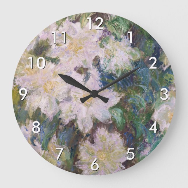 Claude Monet - White Clematis Large Clock (Front)