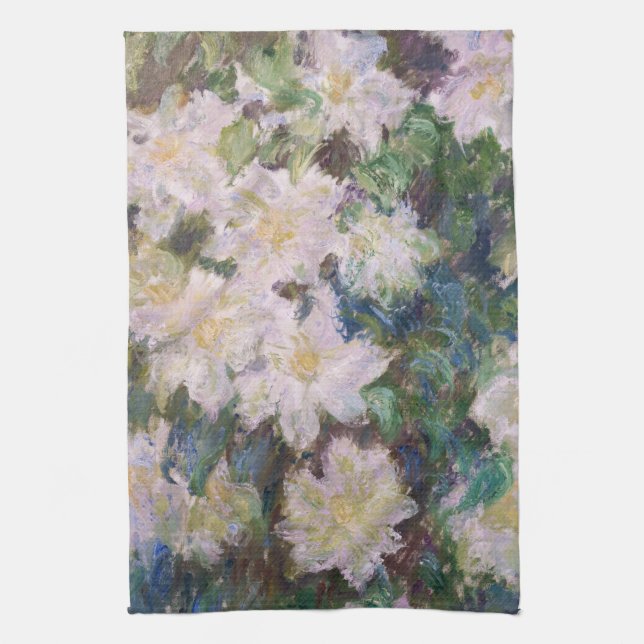 Claude Monet - White Clematis Tea Towel (Vertical)