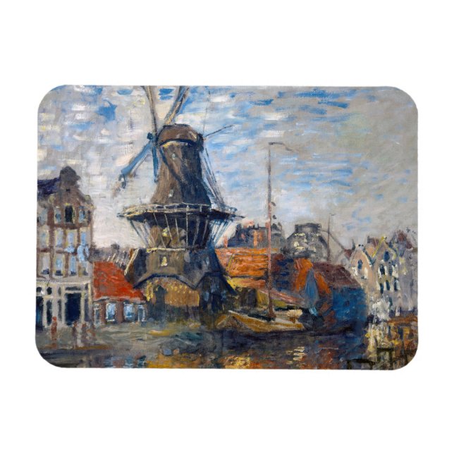 Claude Monet - Windmill, Amsterdam  Magnet (Horizontal)