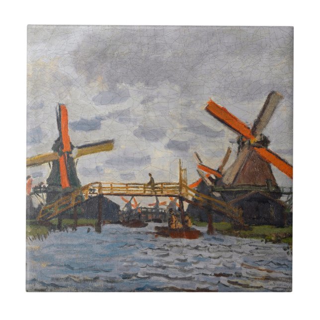 Claude Monet - Windmills near Zaandam Tile (Front)