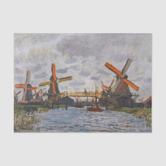 Claude Monet - Windmills near Zaandam Tissue Paper (Front)