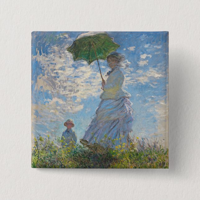 Claude Monet | Woman with a Parasol 15 Cm Square Badge (Front)