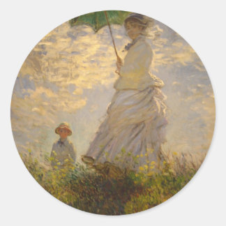 Claude Monet: Woman with a Parasol, 1875 Classic Round Sticker
