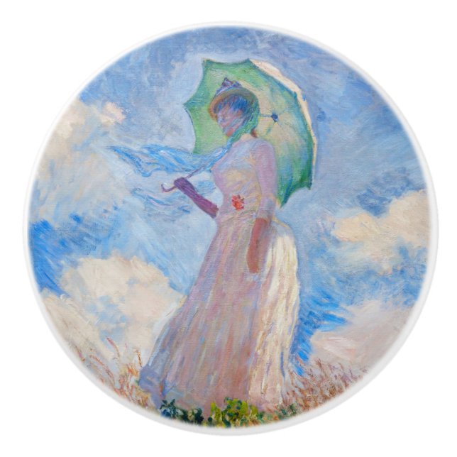 Claude Monet - Woman with a Parasol facing left Ceramic Knob (Front)
