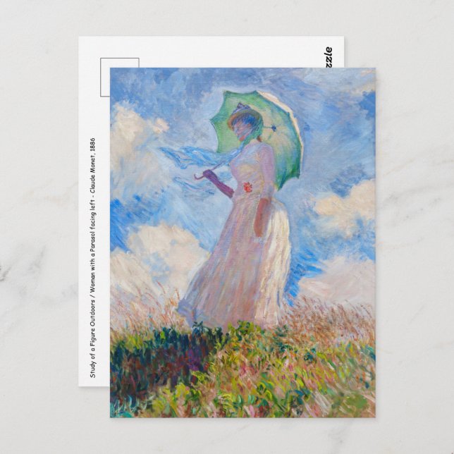 Claude Monet - Woman with a Parasol facing left Postcard (Front/Back)