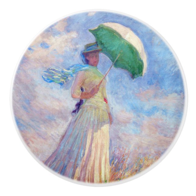 Claude Monet - Woman with a Parasol facing right Ceramic Knob (Front)