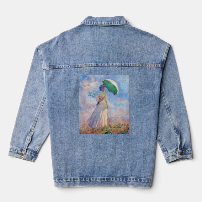 Claude Monet - Woman with a Parasol facing right Denim Jacket (Back)