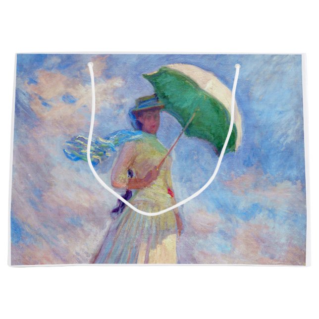 Claude Monet - Woman with a Parasol facing right Large Gift Bag (Front)