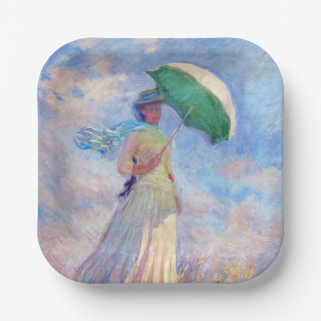 Claude Monet - Woman with a Parasol facing right Paper Plate (Front)
