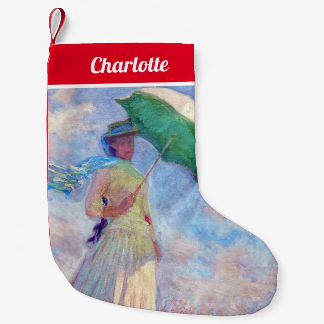 Claude Monet - Woman with a Parasol facing right Small Christmas Stocking (Front)