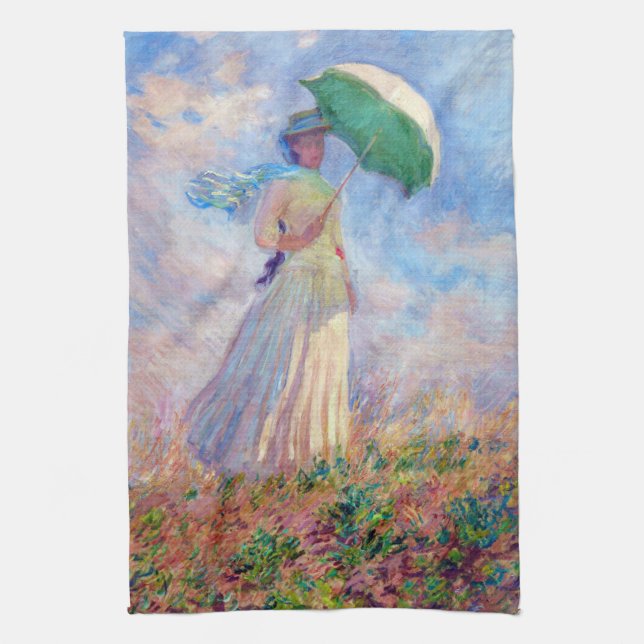 Claude Monet - Woman with a Parasol facing right Tea Towel (Vertical)