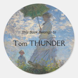 Claude Monet Woman with a Parasol Fine Art Classic Round Sticker