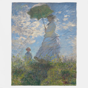 Claude Monet Woman with a Parasol Fine Art Fleece Blanket