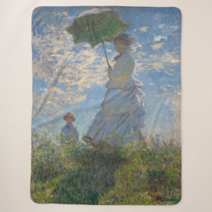 Claude Monet Woman with a Parasol Fine Art Sherpa Blanket