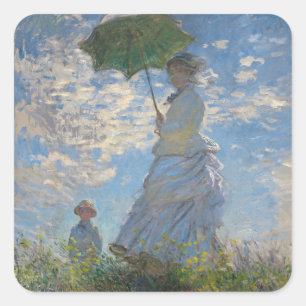 Claude Monet Woman with a Parasol Fine Art Square Sticker