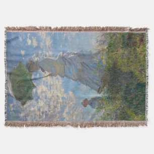 Claude Monet Woman with a Parasol Fine Art Throw Blanket