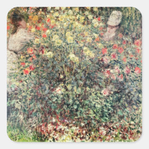 Claude Monet Women in the Flowers, 1875 Square Sticker