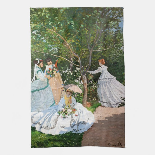 Claude Monet - Women in the Garden Tea Towel (Vertical)