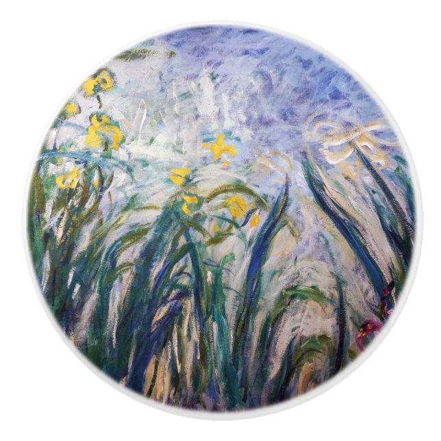 Claude Monet - Yellow and Purple Irises Ceramic Knob (Front)