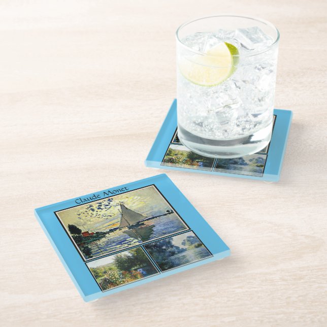 Claude Monet's famous paintings Glass Coaster (Angled)