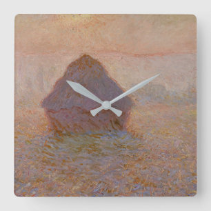 Claude Monet's Grainstack, Sun in the Mist (1891) Square Wall Clock