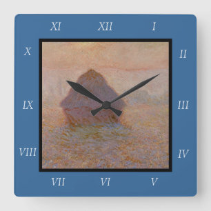 Claude Monet's Grainstack, Sun in the Mist (1891) Square Wall Clock