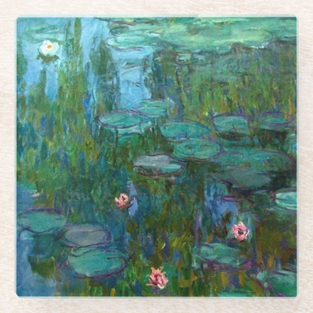 Claude Monet's Nymphéas Glass Coaster (Front)