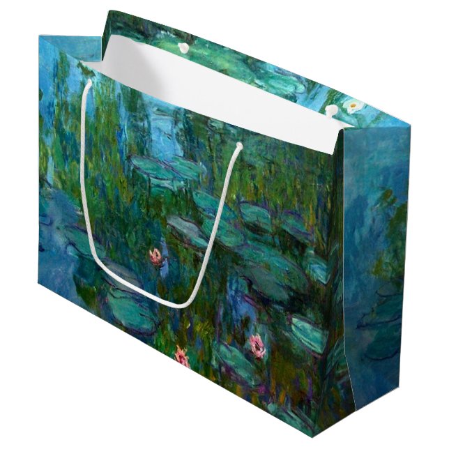 Claude Monet's Nymphéas Large Gift Bag (Front Angled)