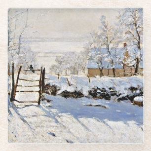Claude Monet's painting, The Magpie, Glass Coaster